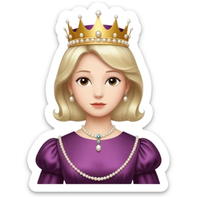 A refined Victorian queen with pearl crown, elegant gown, and composed regal posture.
 sticker
