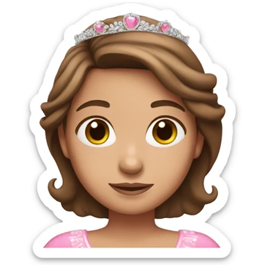 brown hair girl with a pink tiara and pink dress sticker