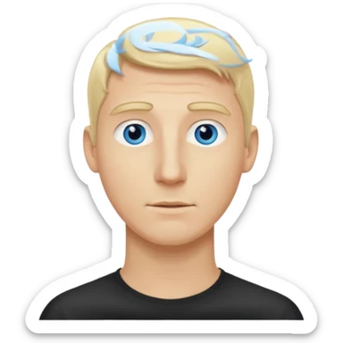 Make me a white man woth blonde hair that has an extra long neck sticker