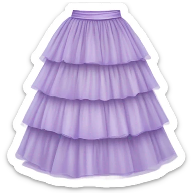 Long lilac tiered tulle skirt, isolated sticker