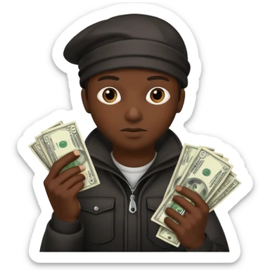 robber with a wad of money sticker