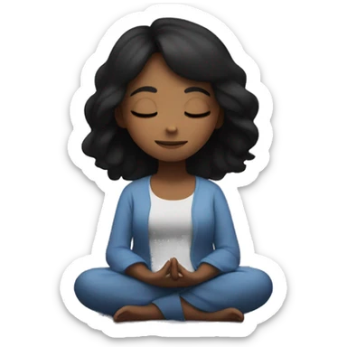 girl with black hair meditating under the stars  sticker