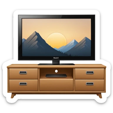 modern tv on a cupboard sticker