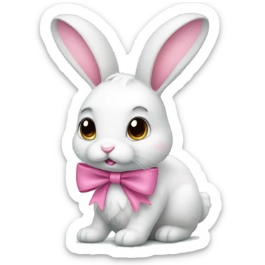 bunny with pink bow sticker