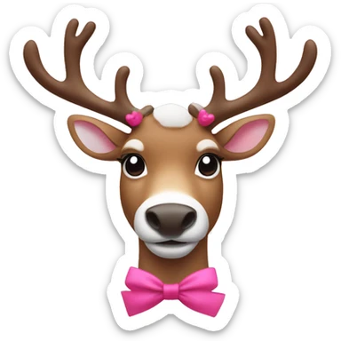 Reindeer with small pink bow  sticker