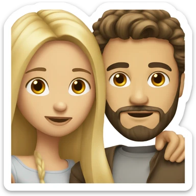 Brunette guy with beard kissing blond girl with long hair sticker