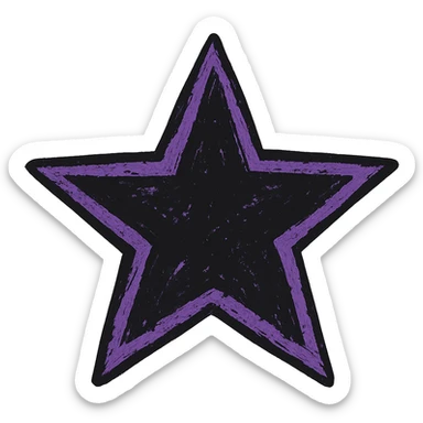 emo style black and purple star, no background sticker