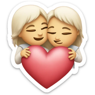 heart hugging heart sticker