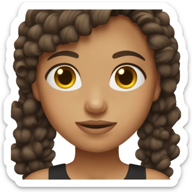 Beautiful fit girl ,brown hair and eyes with black dress  sticker