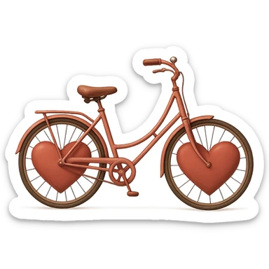 romantic bicycle with heart-shaped wheels sticker