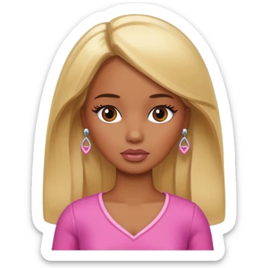 Sad brown skin blonde barbie  sticker