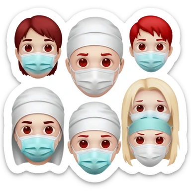 goregrind themed emoji, grotesque and gory elements, medical masks sticker