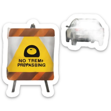 A "No Trespassing" sign on a road sticker