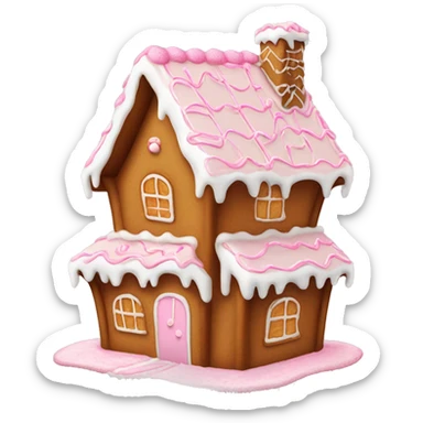 Gingerbread house with light pink frosting sticker