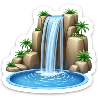 Tall stream of water cascading into a pool. sticker