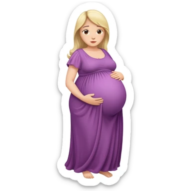 very heavily pregnant overdue lady with large belly  sticker