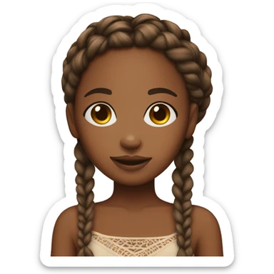brown skin girl with boho braids sticker