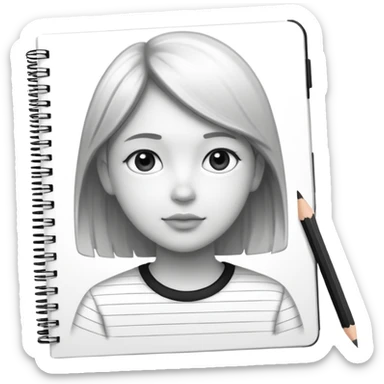 portre skecth on sketch book, with pencil. black and white sticker