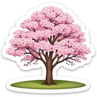 cherry blossom tree in countryside sticker