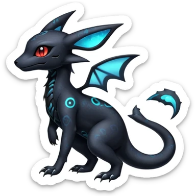 Gothic Nebulae Salandit-Umbreon-Fakémon-hybrid-creature (full body)  sticker