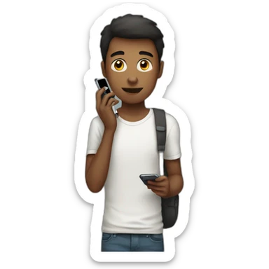 young man addicted to phone sticker