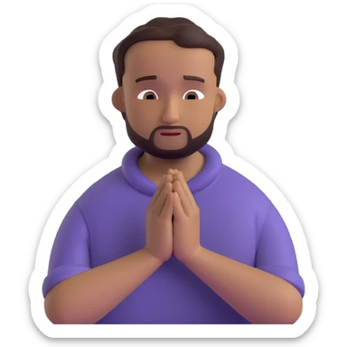 anxious man with hands clasped together in prayer position with worried expression sticker
