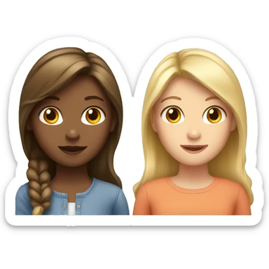 Two Girls together one with Brown Hair and one with blonde hair sticker