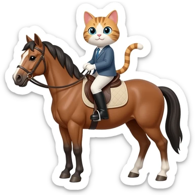 cat riding a horse sticker