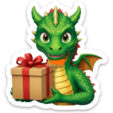 dragon man hold carton box gift sticker