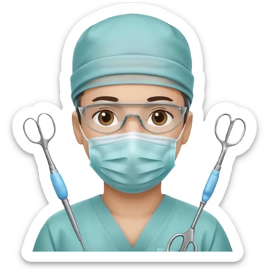 neurosurgeon with surgical tools confident expression sticker