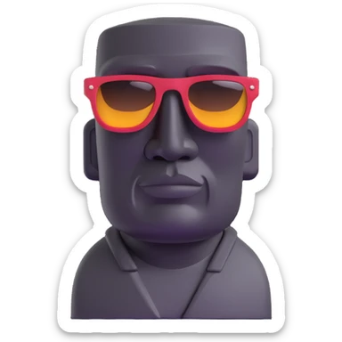 moai statue emoji wearing cool sunglasses, iconic moai face with stylish shades sticker