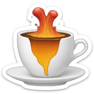 coffee cup erupting like a volcano sticker