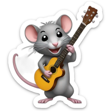 rat playing a guitar sticker