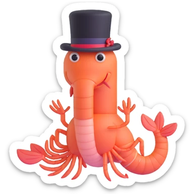 shrimp wearing a top hat sticker