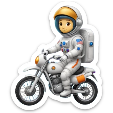 Astronaut with closed helmet riding planets sticker