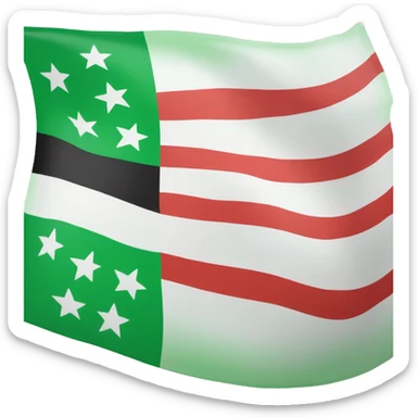 A flag with a green top, white in the middle, three red stars in the middle, and a black bottom. sticker