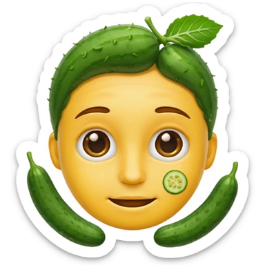 emoji with cucumbers on face sticker