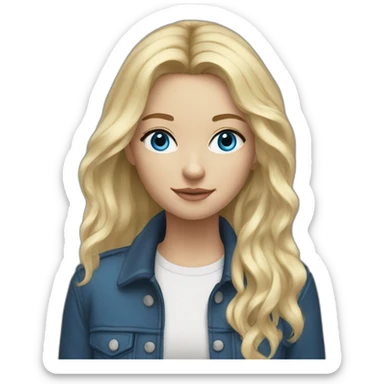 girl, 22 years old, blue eyes, blond hair, drummer sticker