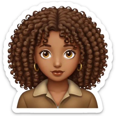 Brown girl with curly hair sticker