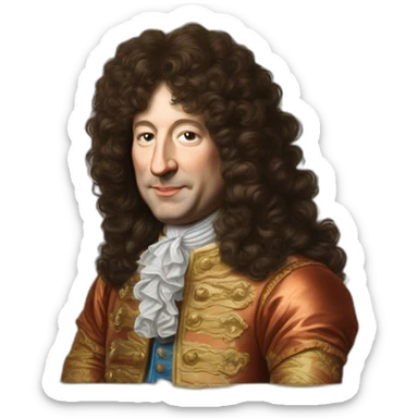louis XIV style rock'n roll hyperrealistic sticker