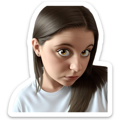 thoughtful girl in white shirt sticker