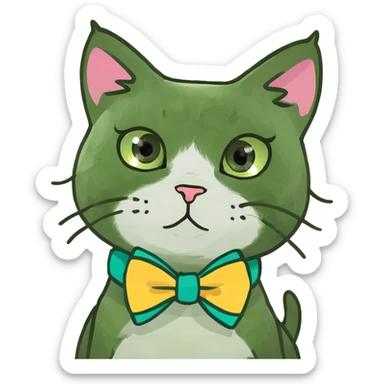 Cute cat with a bow sticker