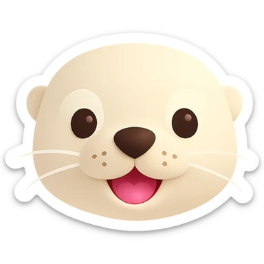 Show only the face of a cream color otter, keep it cute and simple, no background, clean isolated face portrait, minimalistic style. sticker