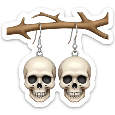 Realistic, 3D rendering, betsy Johnson designer, Skull dangle earrings sticker