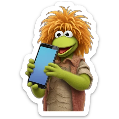 FRAGGLE with cellphone  sticker