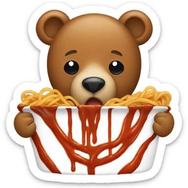 Bear eating spaghetti  sticker