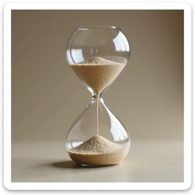 hyperrealistic 3D hourglass, detailed, 4K render, transparent glass with visible sand inside sticker