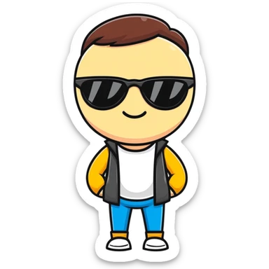 Fun character looking super cool with sunglasses and a confident pose sticker