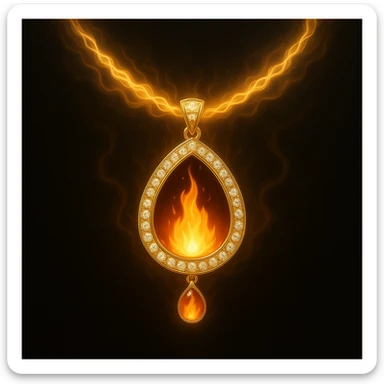 Replace the dark void with a small, powerful flame inside the pendant sticker