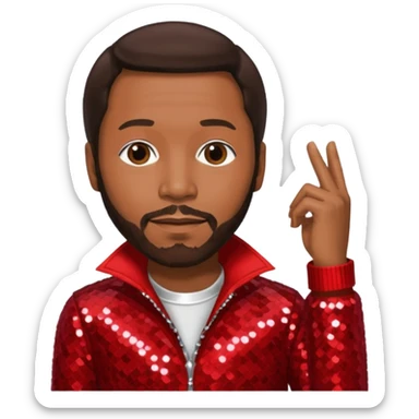 Marvin Gaye with dark brown hair, red sequin outfit sticker